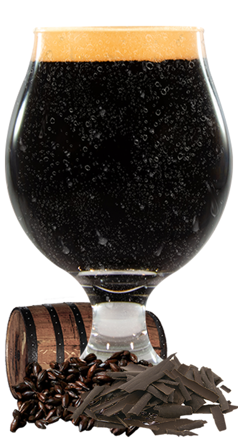 Stout tulip glass with ingredients